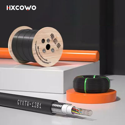 주문 하이 스피드 HXCOWO 에어리얼 싱글 모드 GYXTW 야외 12Core G652D 튜브 HDPE 자켓 장갑 광섬유 케이블 온라인 제조
