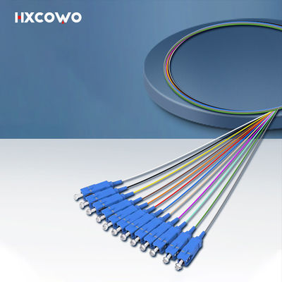 주문 HXCOWO 12 코어 펀들 SC 피그테일 G657A1 A2 1 미터 맞춤형 길이 광섬유 피그테일 온라인 제조