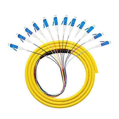 주문 12 코어 LC FTTH 0.9mm OM2 OM3 광섬유 피그테일 부드러운 신호 전송 온라인 제조